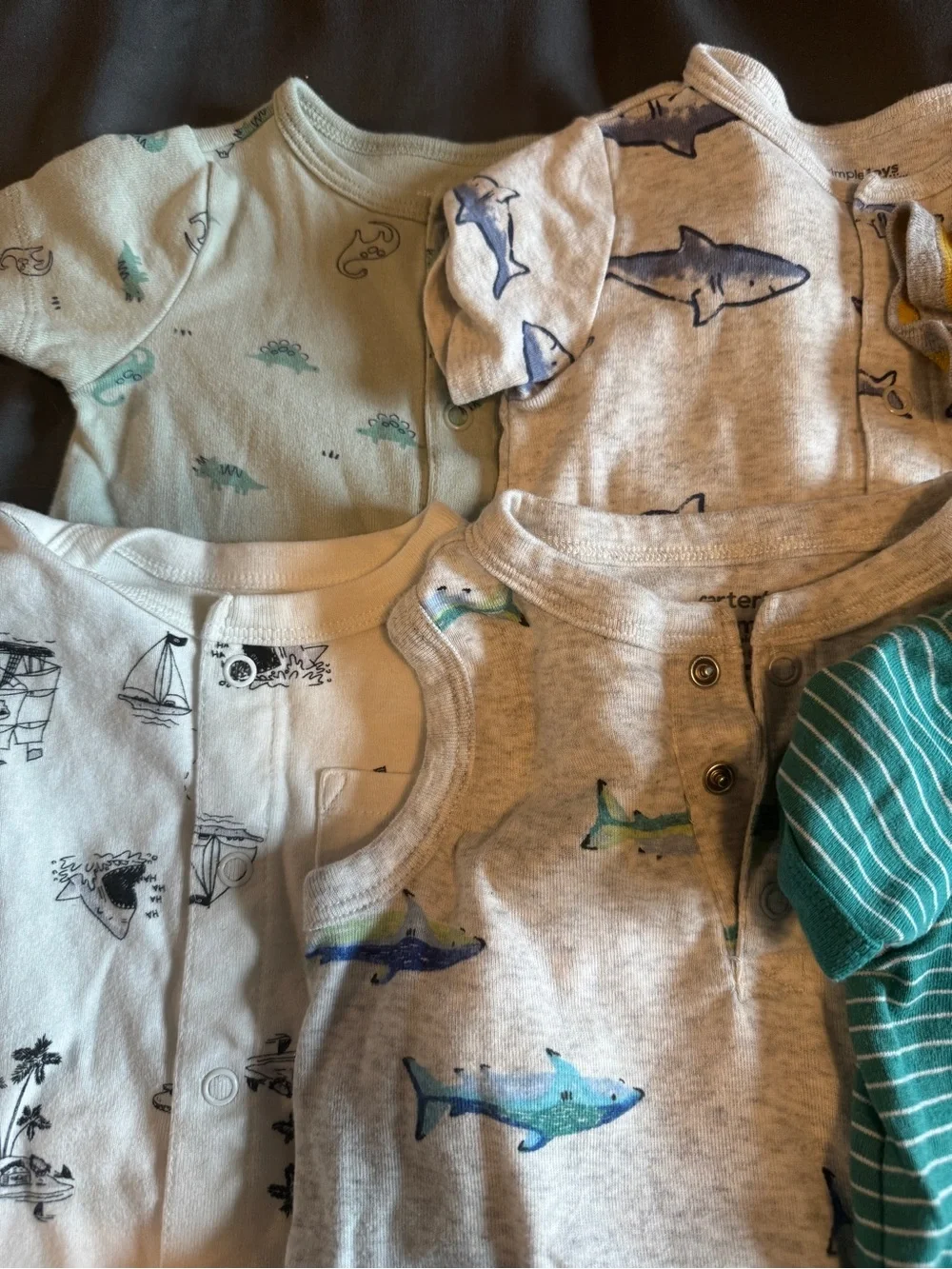 Carter's Teal & Gray Baby Short-Sleeve Rompers - 8-Pack
